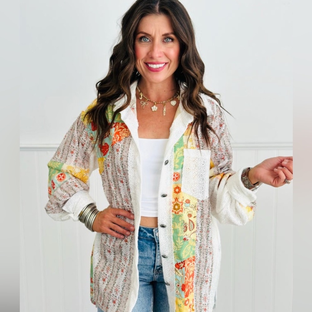 Pol button down top